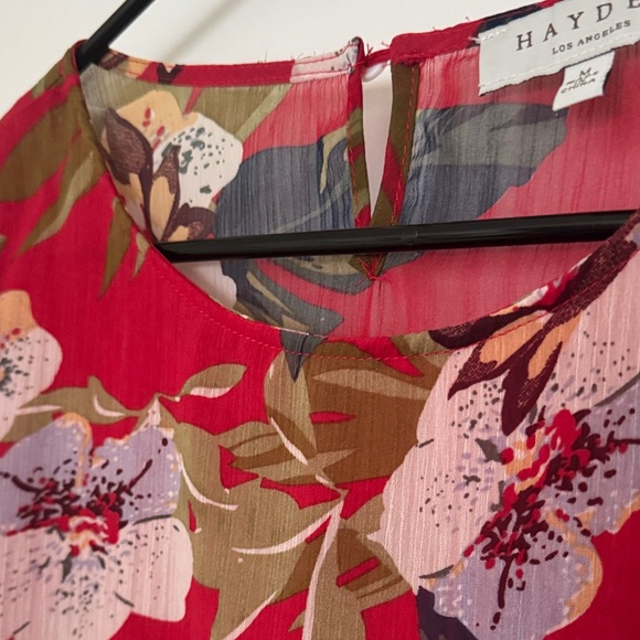 Hayden Red Floral Blouse with Ruffle Sleeves - Picture 5 of 7